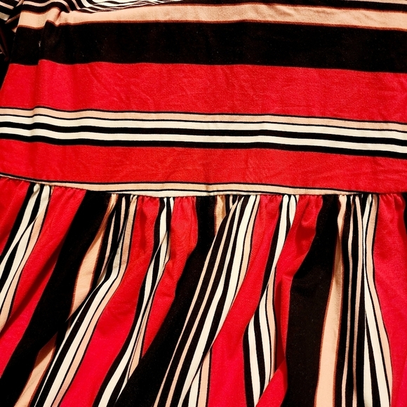 White Birch Red Striped Midi Dress Women's Large L Round Neck 3/4 Sleeves EUC - Picture 3 of 5